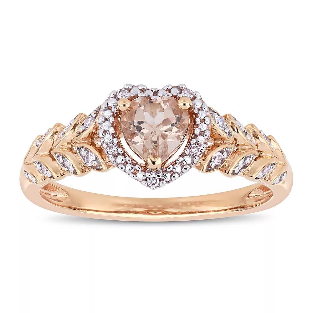 Stella Grace 10k Rose Gold Morganite & Diamond Accent Heart Ring, Womens 10k Pink Product Image
