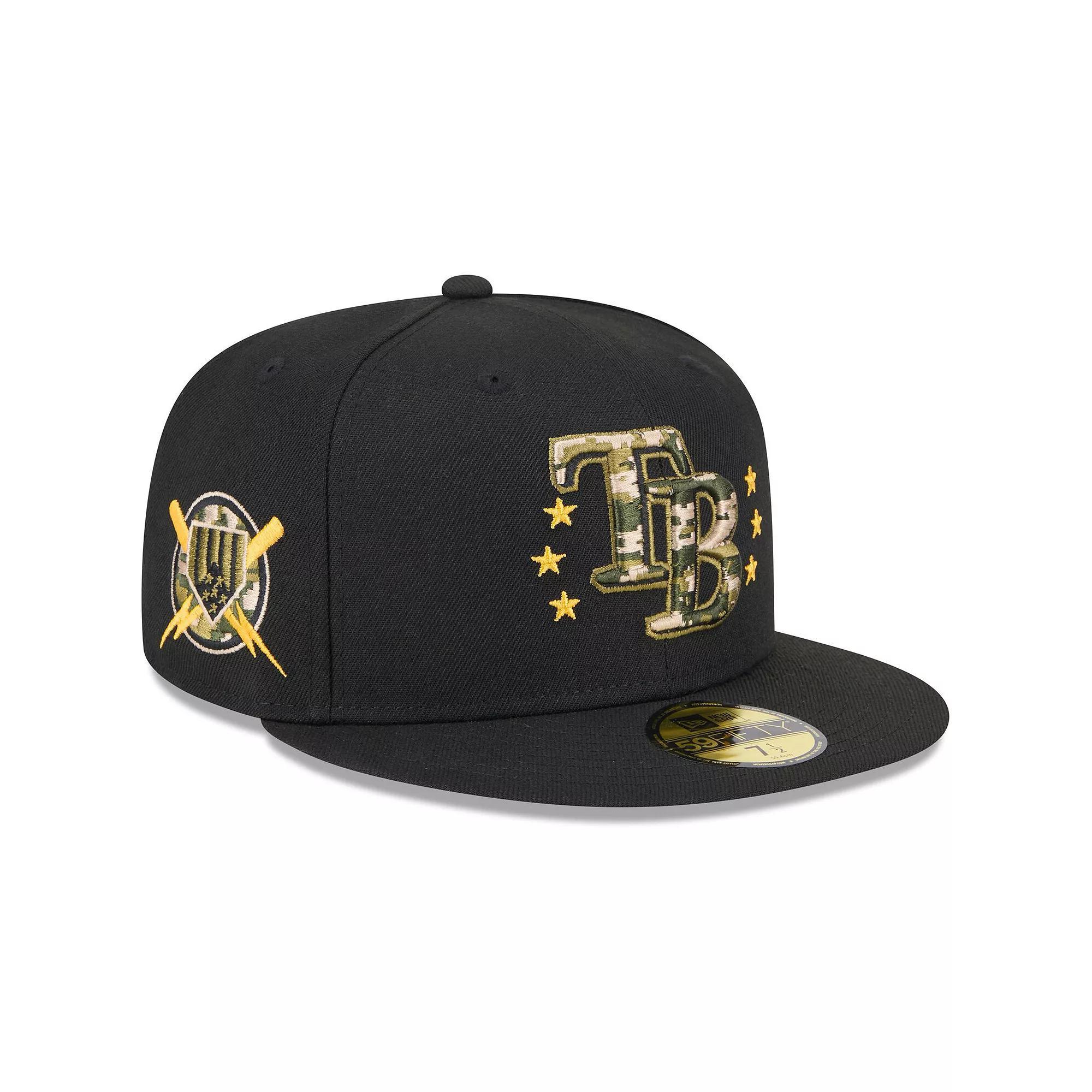 Men's New Era  Black Tampa Bay Rays 2024 Armed Forces Day On-Field 59FIFTY Fitted Hat, Size: 7 5/8 Product Image