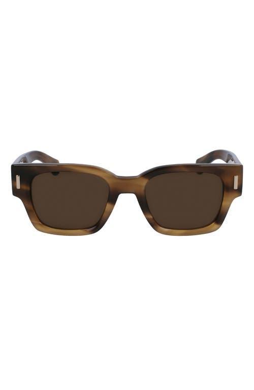 FERRAGAMO Rivets 52mm Square Sunglasses In Striped Khaki Product Image