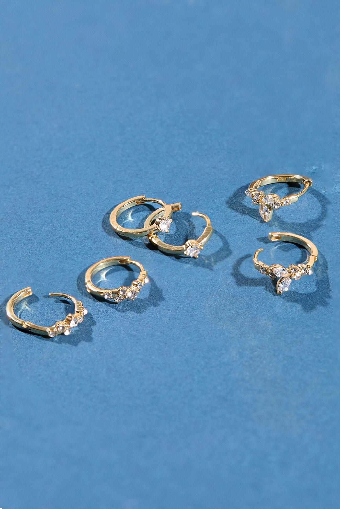 18K Crystal Mini Hoop Pack Product Image