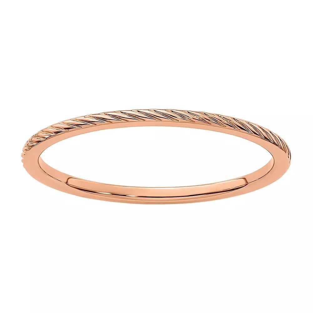 Stacks & Stones 10k Gold 1.2 mm Twisted Wire Pattern Stackable Band, Women's, 10k Rose Gold Product Image