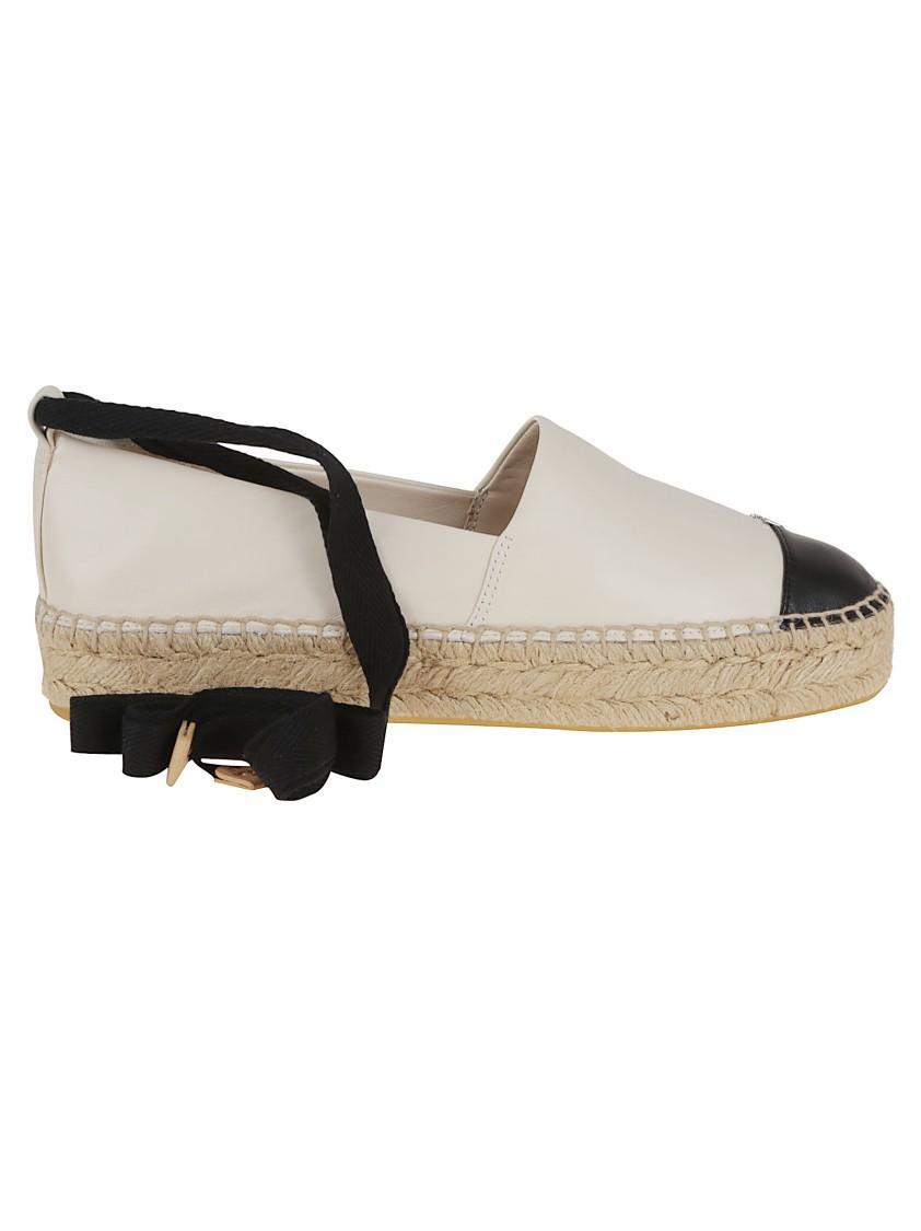 TORY BURCH White Espadrilles With Metallic Logo On The Front And Ankle Strap In Leather Woman Product Image