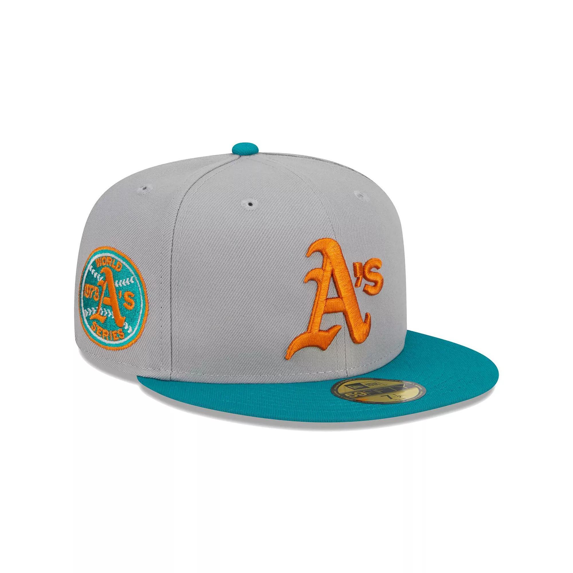 Men's New Era Gray/Teal Oakland Athletics  59FIFTY Fitted Hat, Size: 8, Grey Product Image