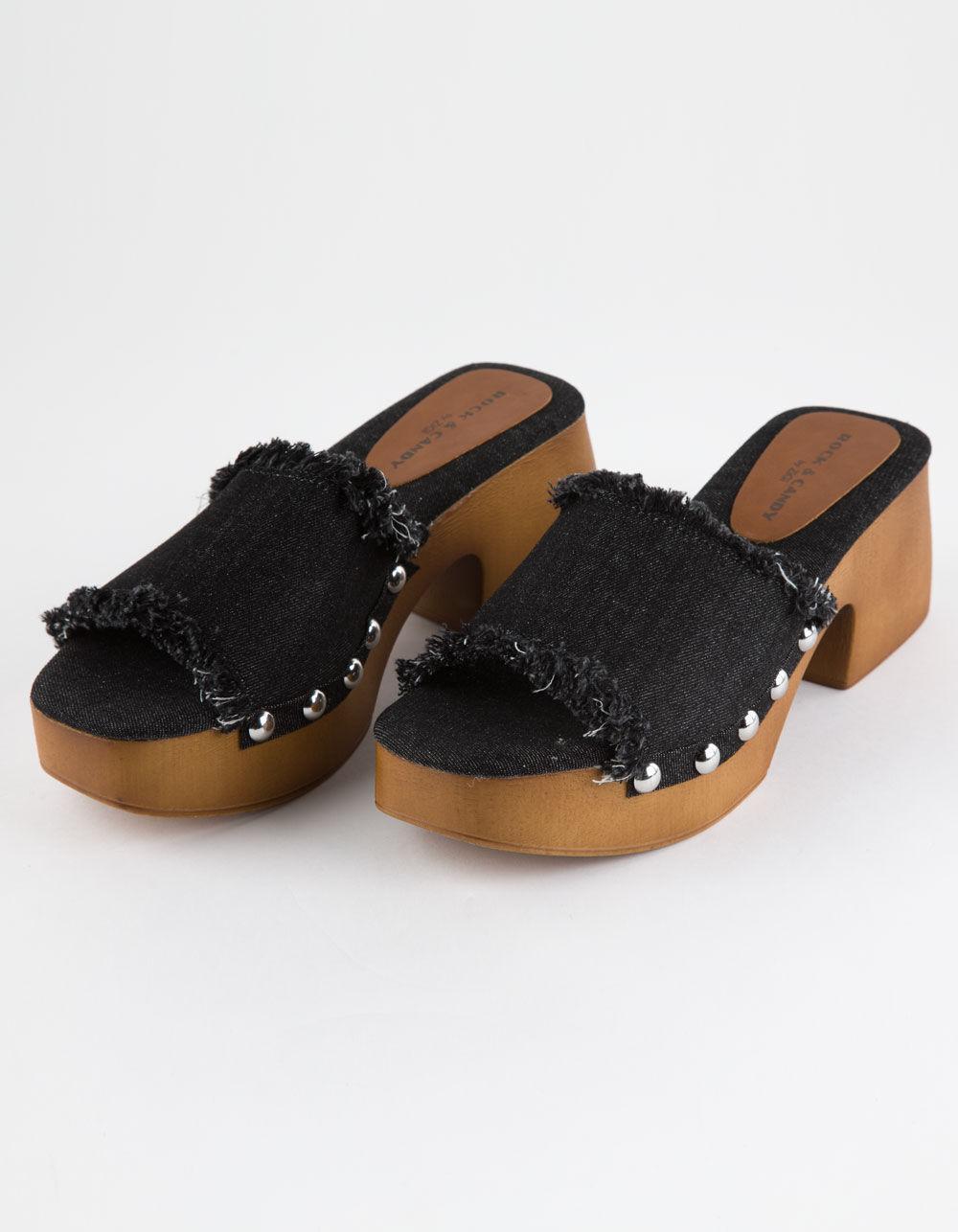 ROCK & CANDY Noelia Womens Platform Slide Sandals - BLACK DENIM Product Image