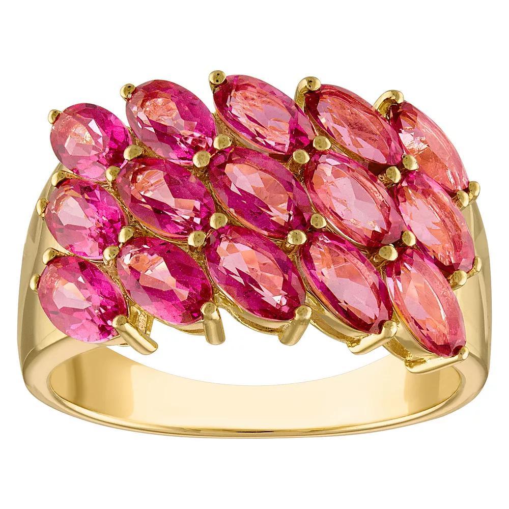 Ivy Sharpe 14k Gold Plated Simulated Pink Sapphire Ring, Womens Gold Tone Product Image