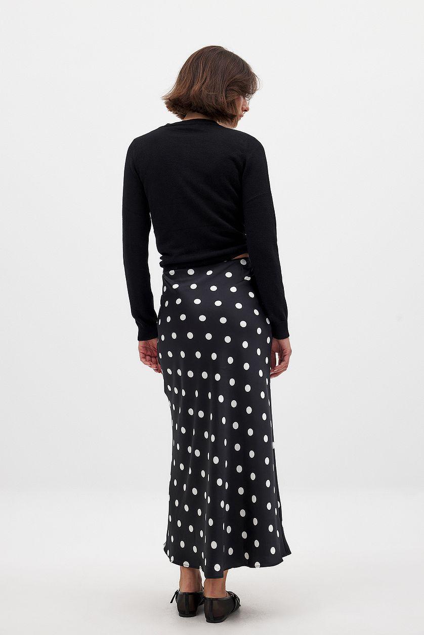 Satin Dot Print Maxi Skirt Product Image