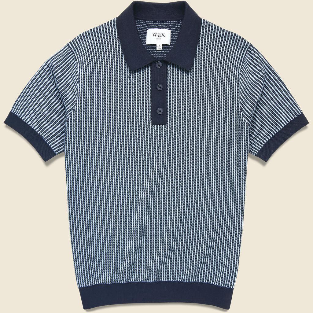 Ladder Stripe Turin Polo - Navy Product Image