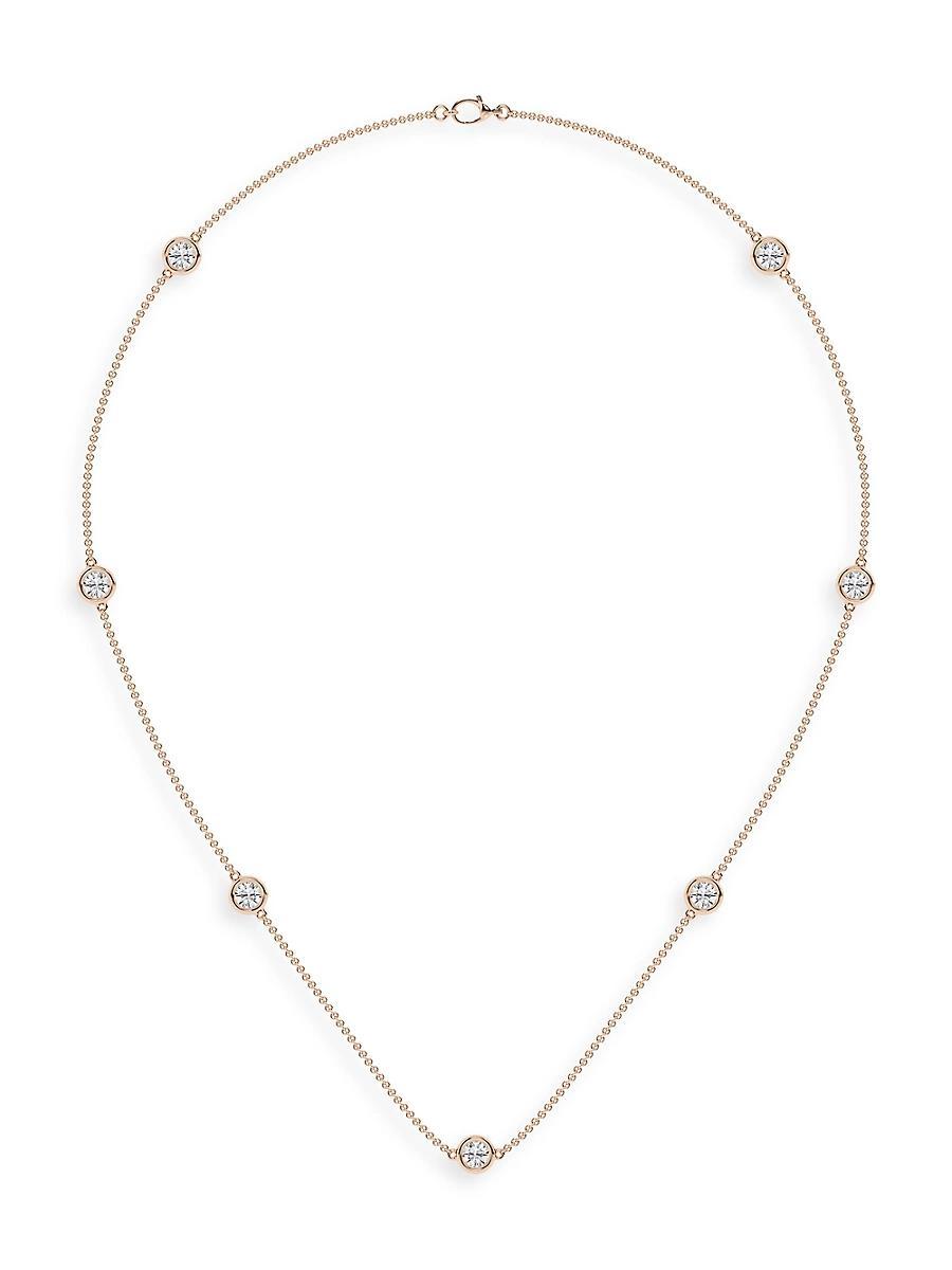 Womens 14K Rose Gold & Lab-Grown 7-Diamond Station Necklace/0.70-2.10 TCW Product Image