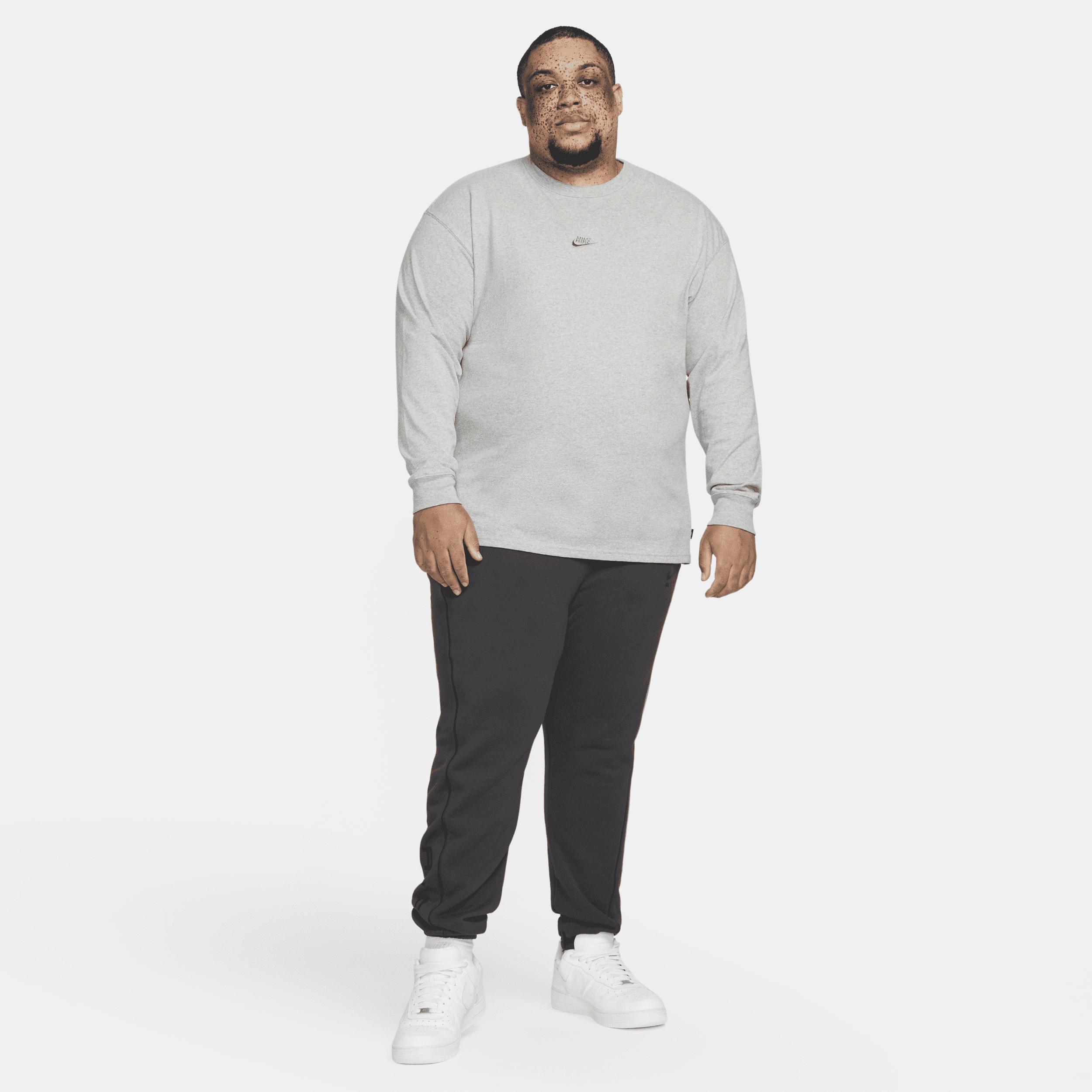 Nike Men's Sportswear Premium Essentials Long-Sleeve T-Shirt in Grey/Dark Grey Heather Size Large 100% Cotton Product Image