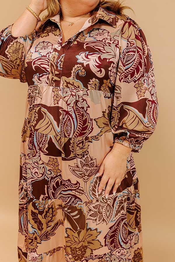 Wine Mixer Meet Up Satin Floral Midi Curves Product Image