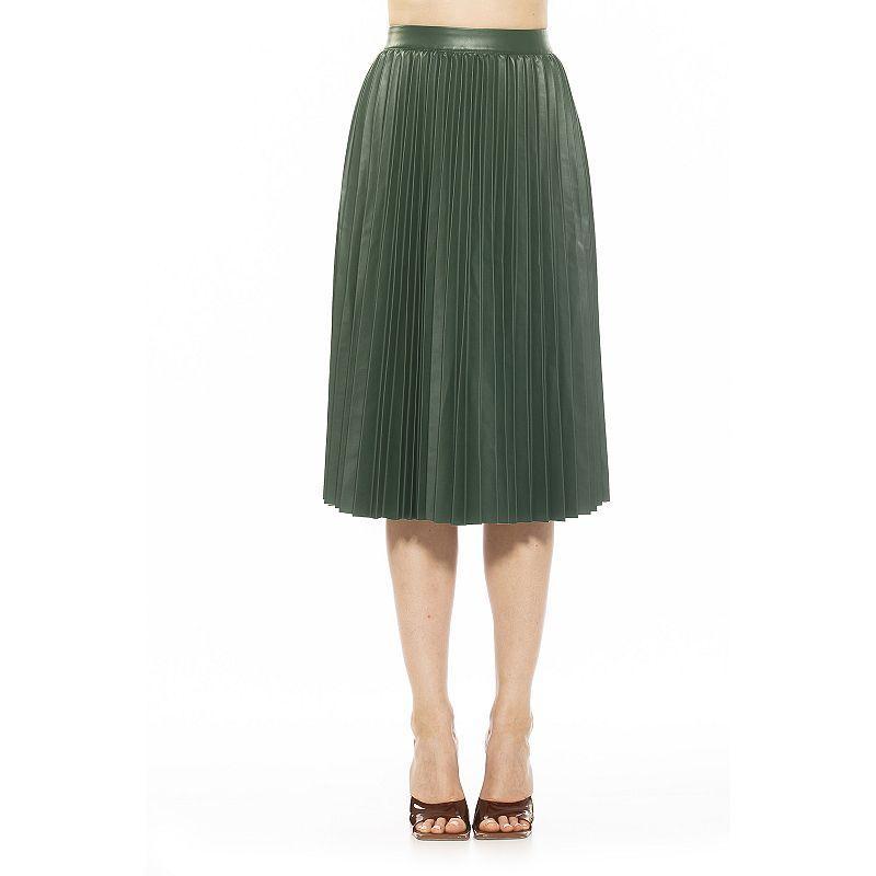 Women's Alexia Admor Luca Leather Midi Skirt, Size: XS, Nude Product Image