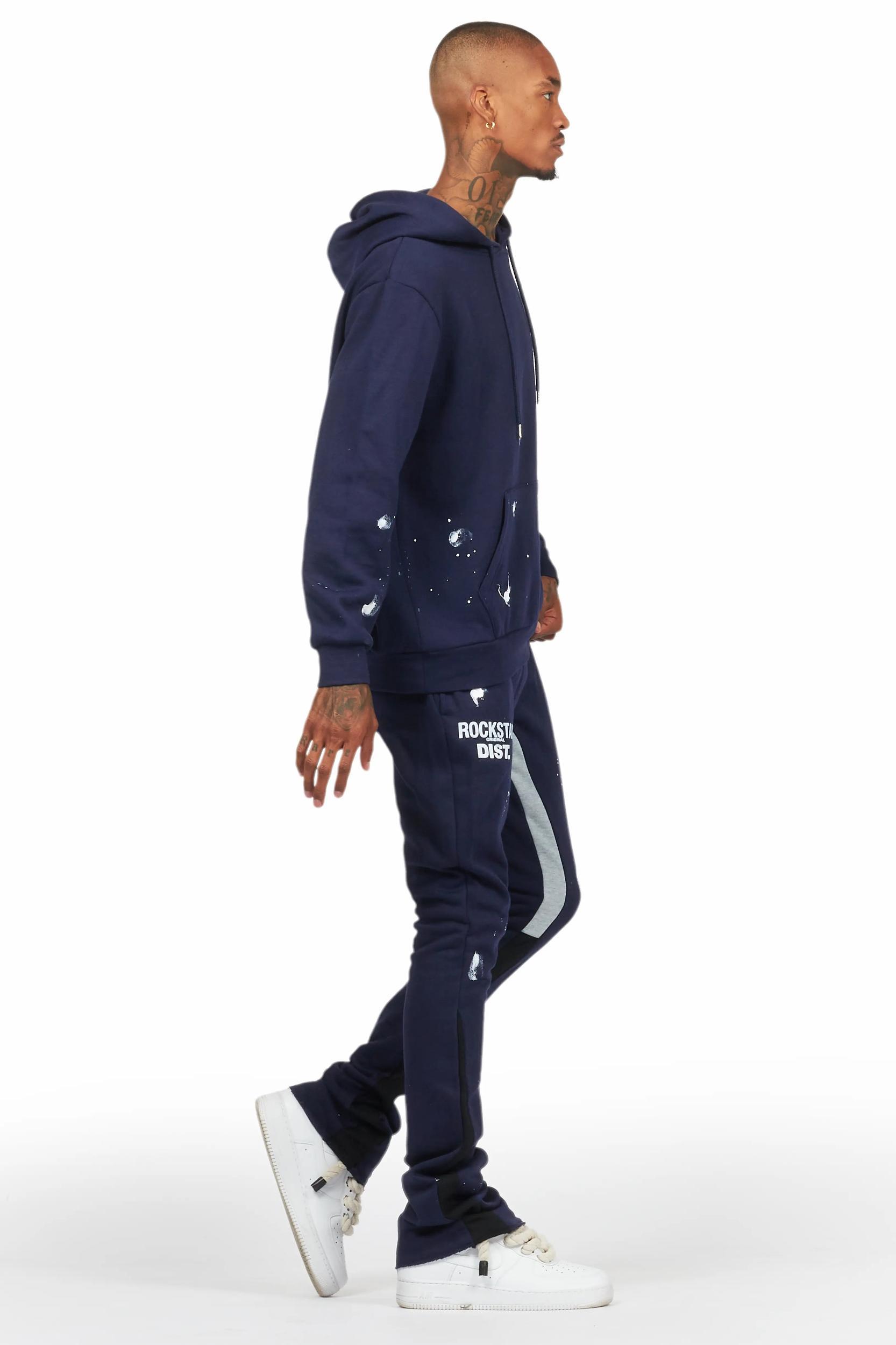 Raffer Navy Hoodie Flare Trackset Male Product Image