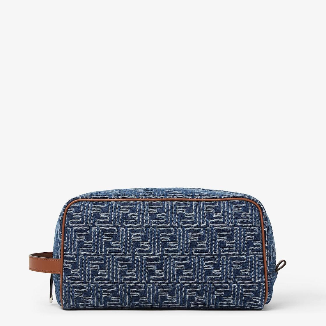 FF Toiletry Case MediumBlue denim-effect FF Jacquard toiletry case Product Image