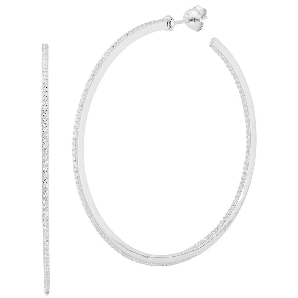 Sunkissed Sterling Cubic Zirconia Inside Out Extra Large Hoop Earrings, Women's, Silver Tone Product Image