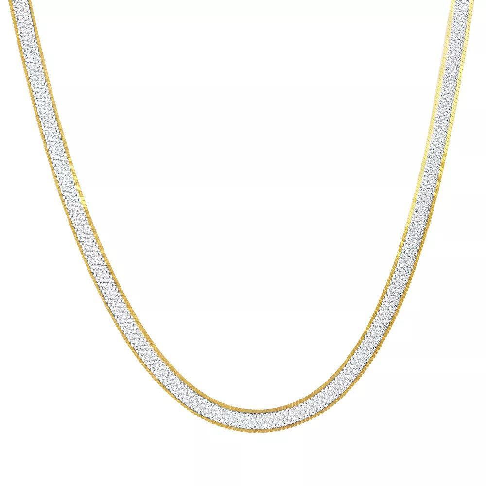 18k Gold Over Silver Two Tone Reversible Herringbone Necklace, Women's, Size: 16" Product Image