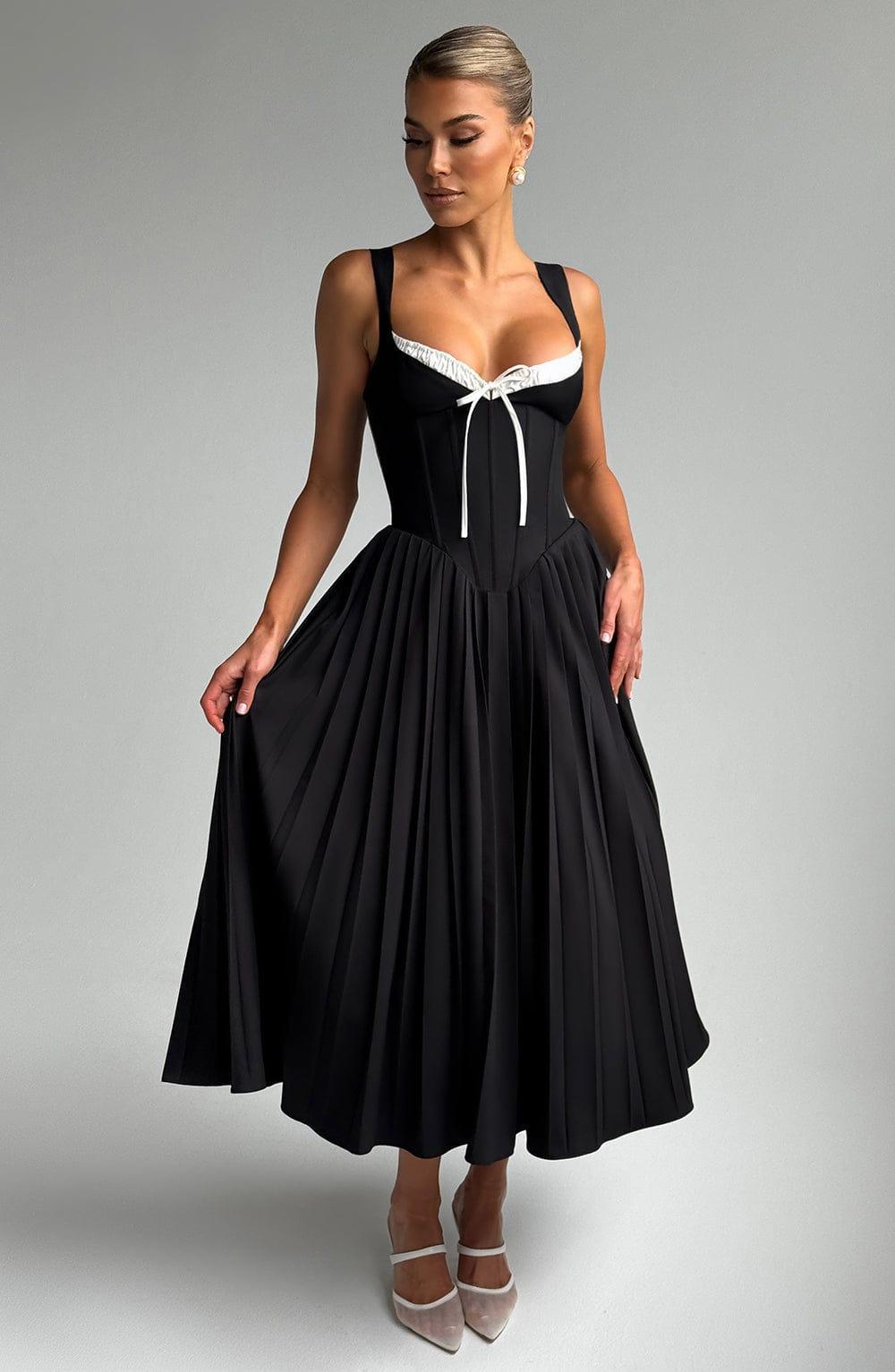 Natassia Midi Dress - Black/White Product Image