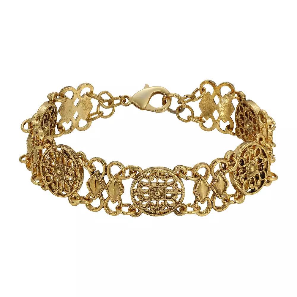 1928 Gold Tone Multi-Loop Round Filigree Bracelet, Womens Product Image