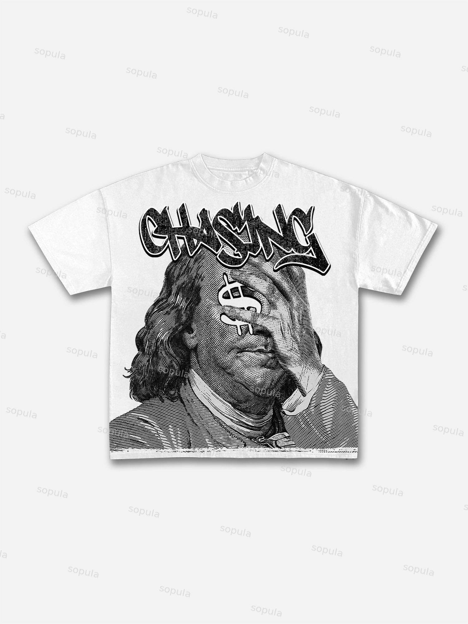 Vintage Chase Money Graphic Print Cotton T-Shirt Product Image