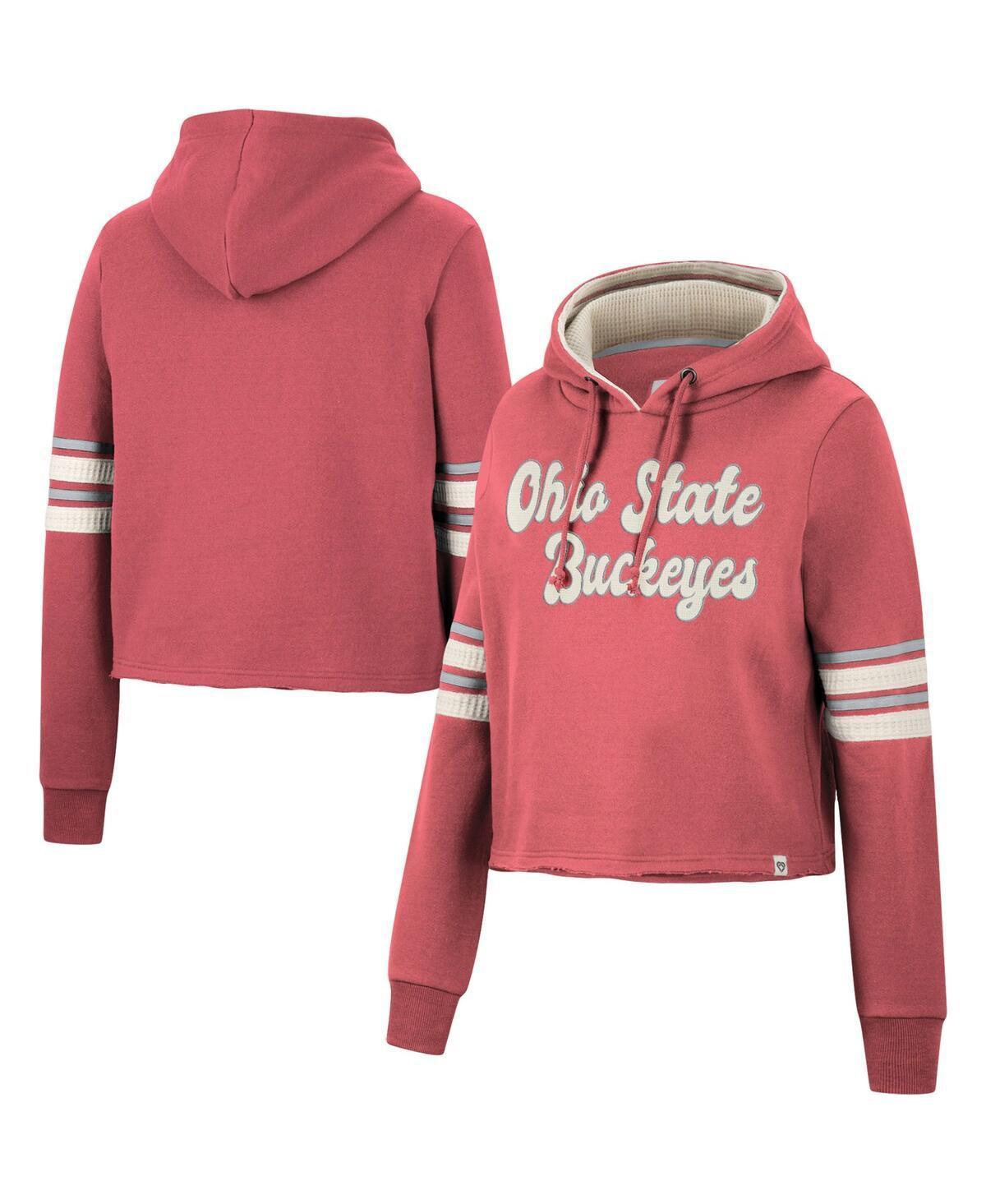 Women's Colosseum Scarlet Ohio State Buckeyes Retro Cropped Pullover Hoodie, Size: XL, Red Product Image