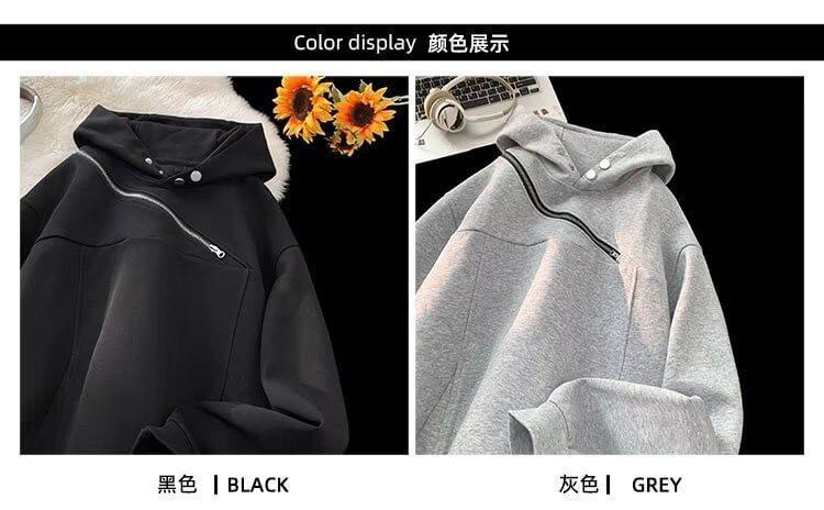 Asymmetric Zip Accent Hoodie Product Image