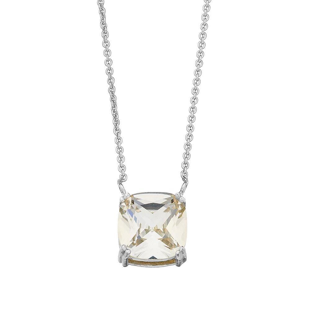 Aleure Precioso Sterling Silver Crystal Pendant Necklace, Women's, Size: 18", Silver Tone Clear Product Image