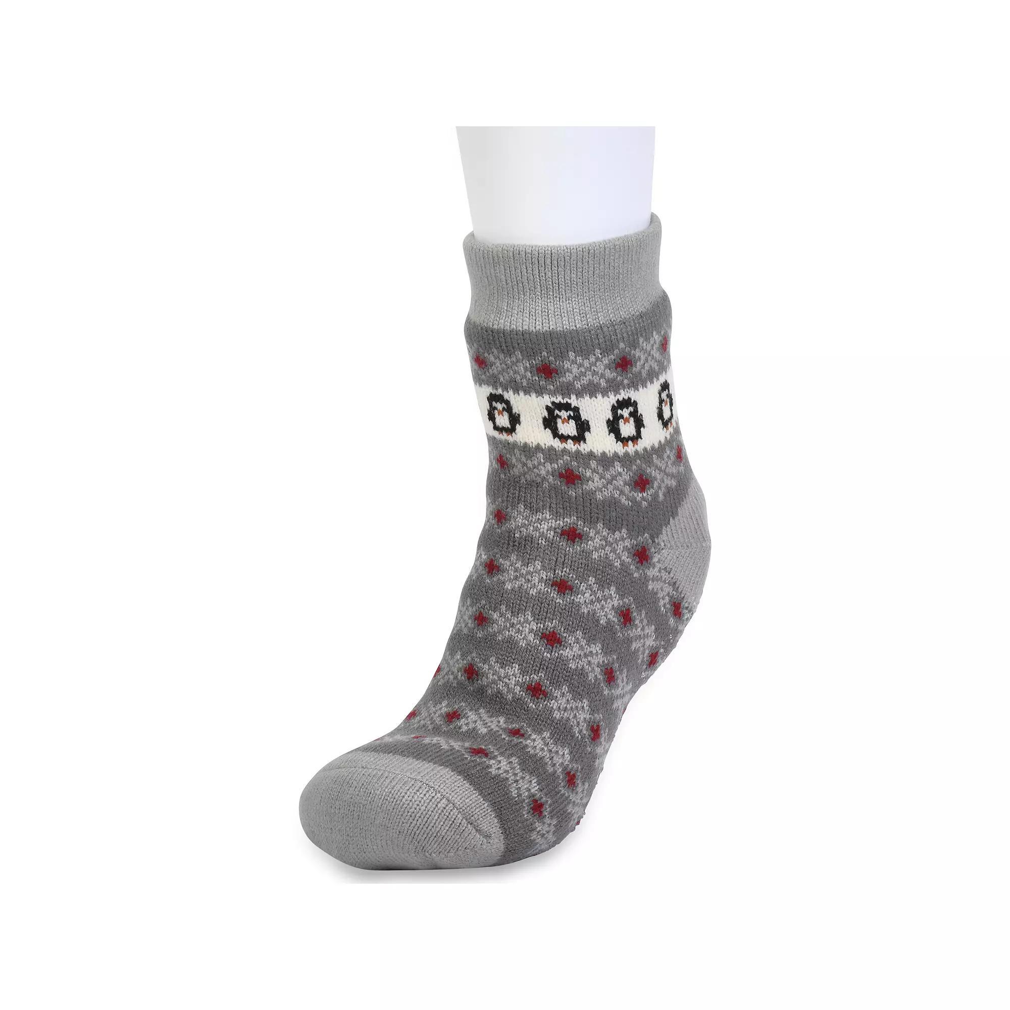 Women's GaaHuu® Jacquard Knit Cuffed Cabin Socks, Buffalo Check Deer Product Image