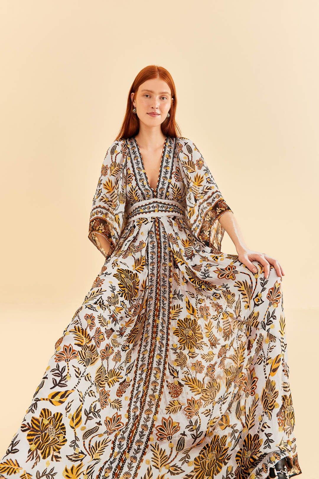 Silver Floral Tapestry Maxi Dress Product Image