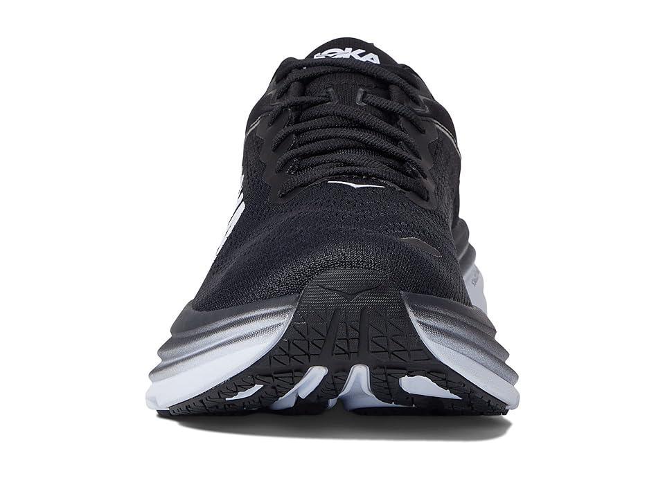 Hoka Mens Bondi 8 Running Sneakers in Black/White Product Image