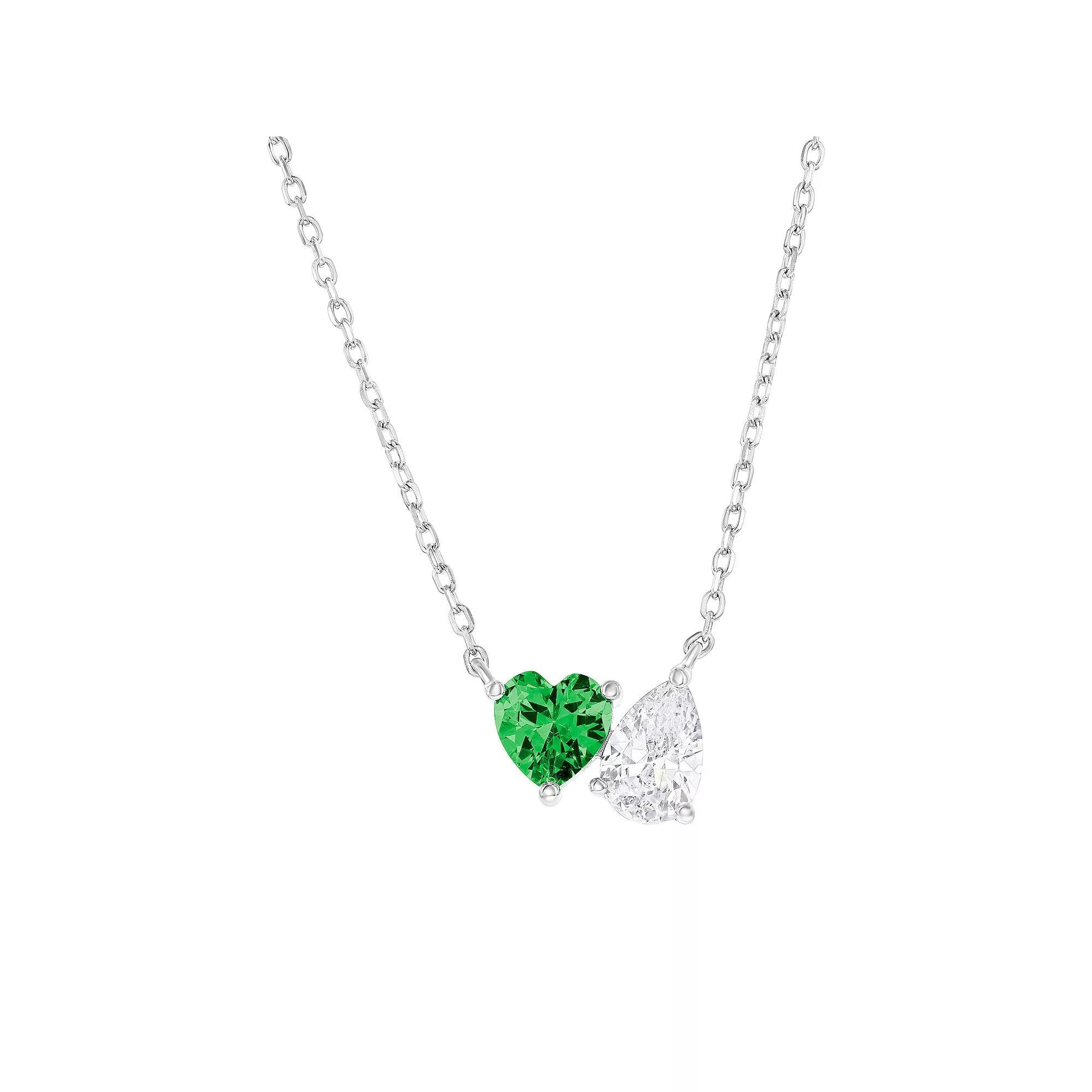 Argento Bella Sterling Silver Heart & Pear Shaped Cubic Zirconia Necklace, Women's, Size: 16-18" ADJ Product Image
