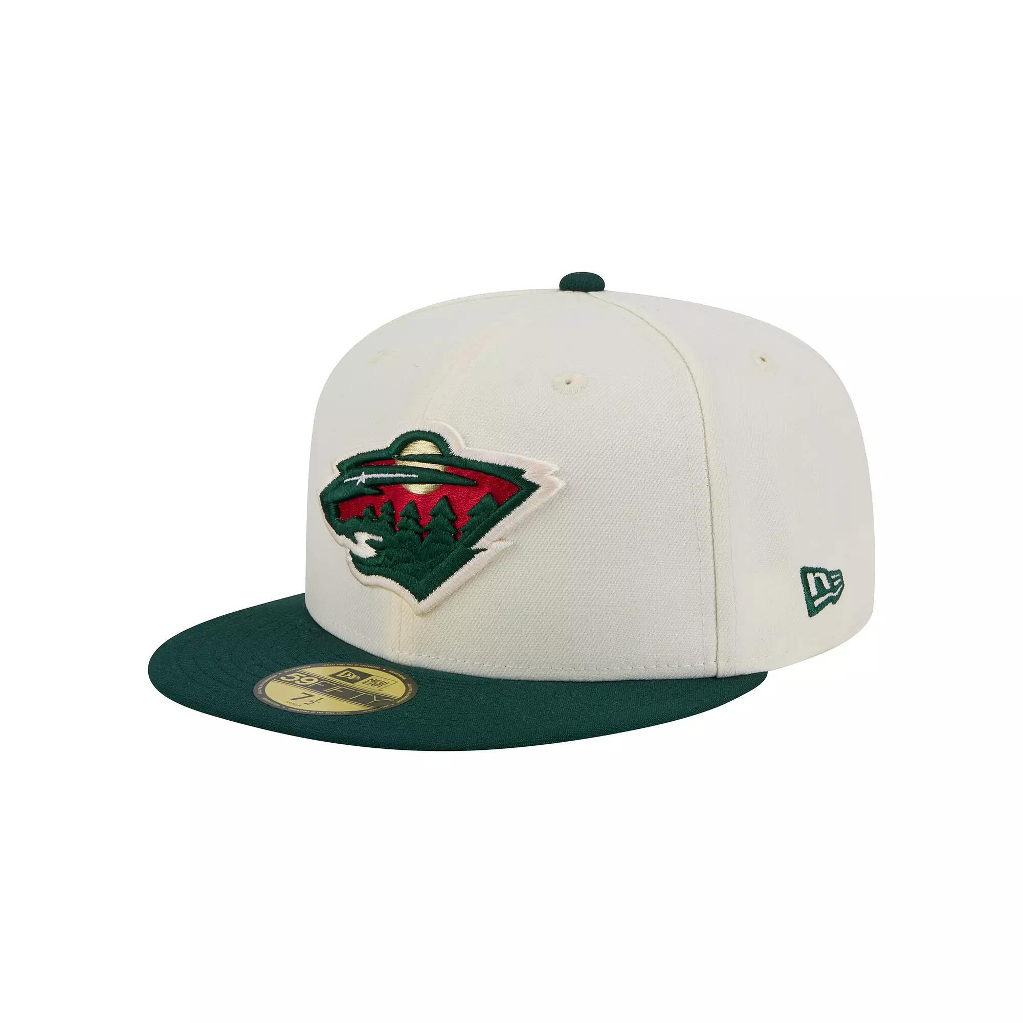 Men's New Era  White Minnesota Wild Chrome Two-Toned 59FIFTY Fitted Hat, Size: 7 1/8, Beige Product Image