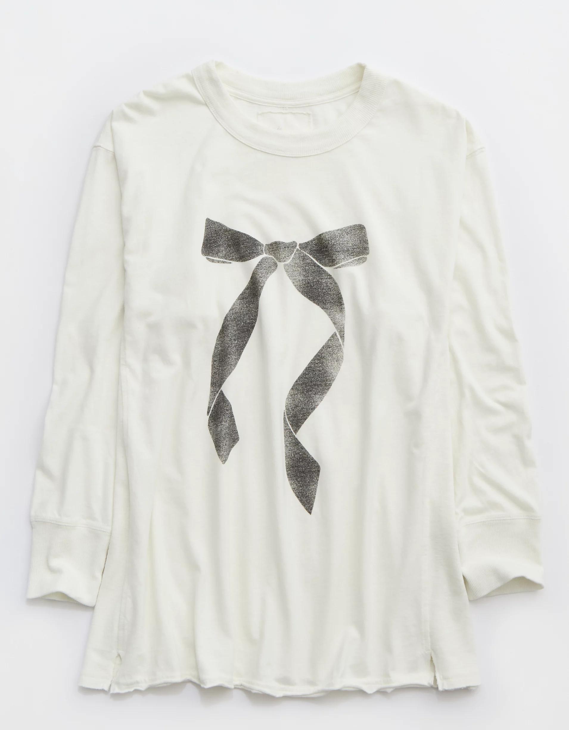 Aerie Cozy Long Sleeve Oversized Graphic Boyfriend T-Shirt Product Image