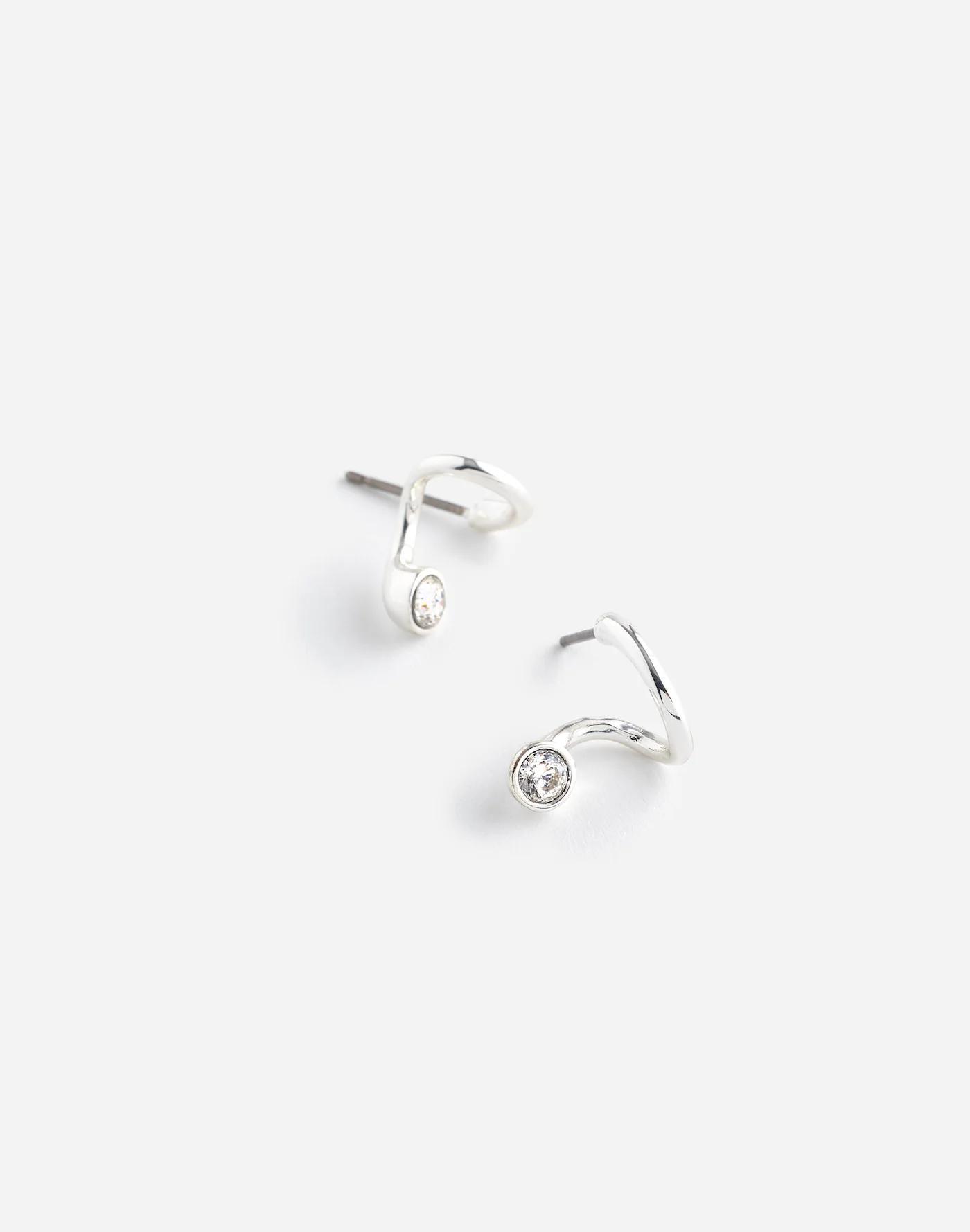 Floating Crystal Huggie Hoop Earrings Product Image