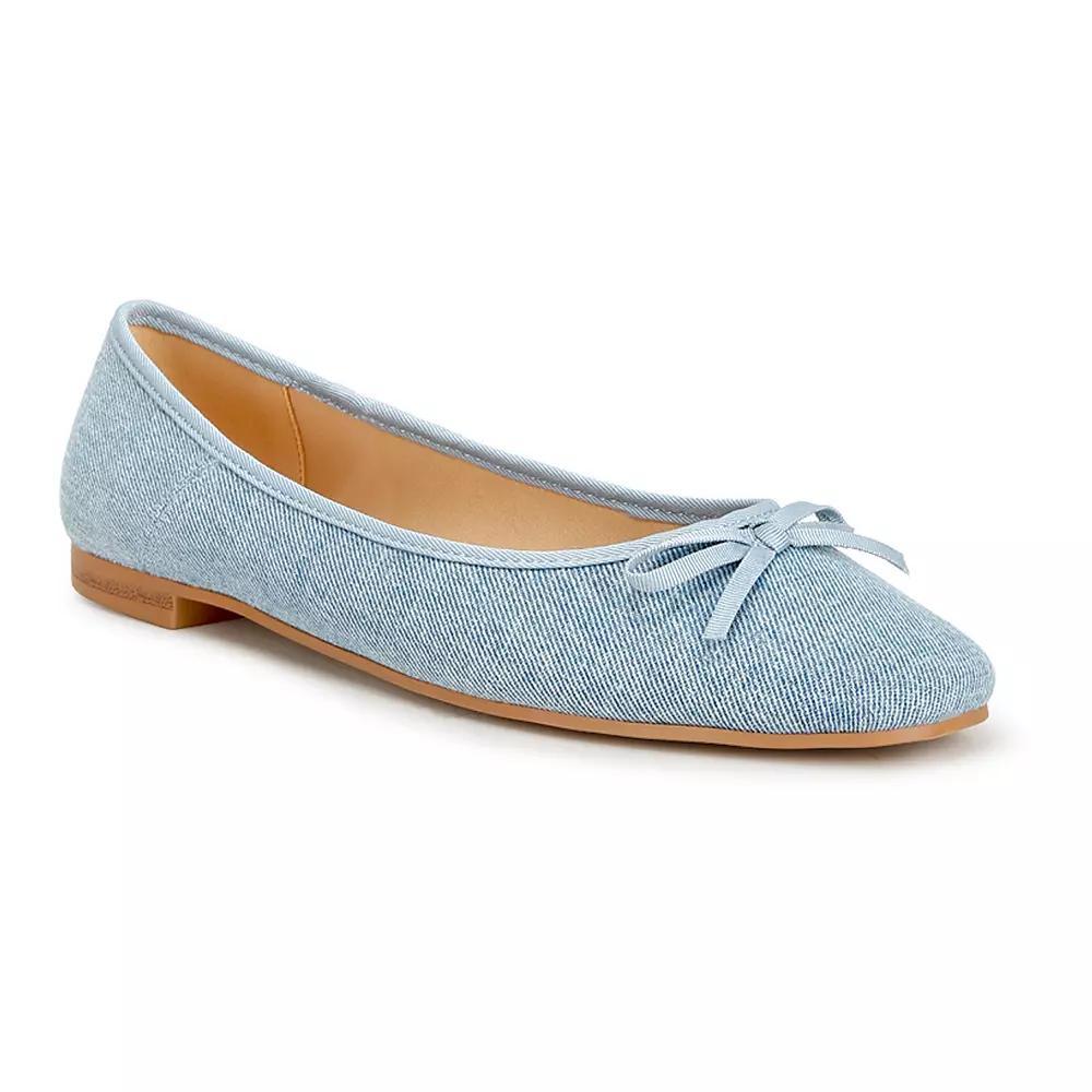Rag & Co Vigilante Women's Bow Detail Denim Ballet Flats, Size: 6, Blue Blue Product Image