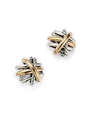 Crossover Stud Earrings in Silver with 18K Gold, 11mm Product Image