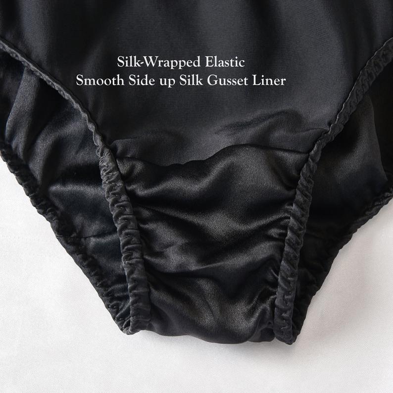 Black Pure Mulberry Silk Bikini Panties | Mid Waist | 22 Momme | Float Collection Product Image
