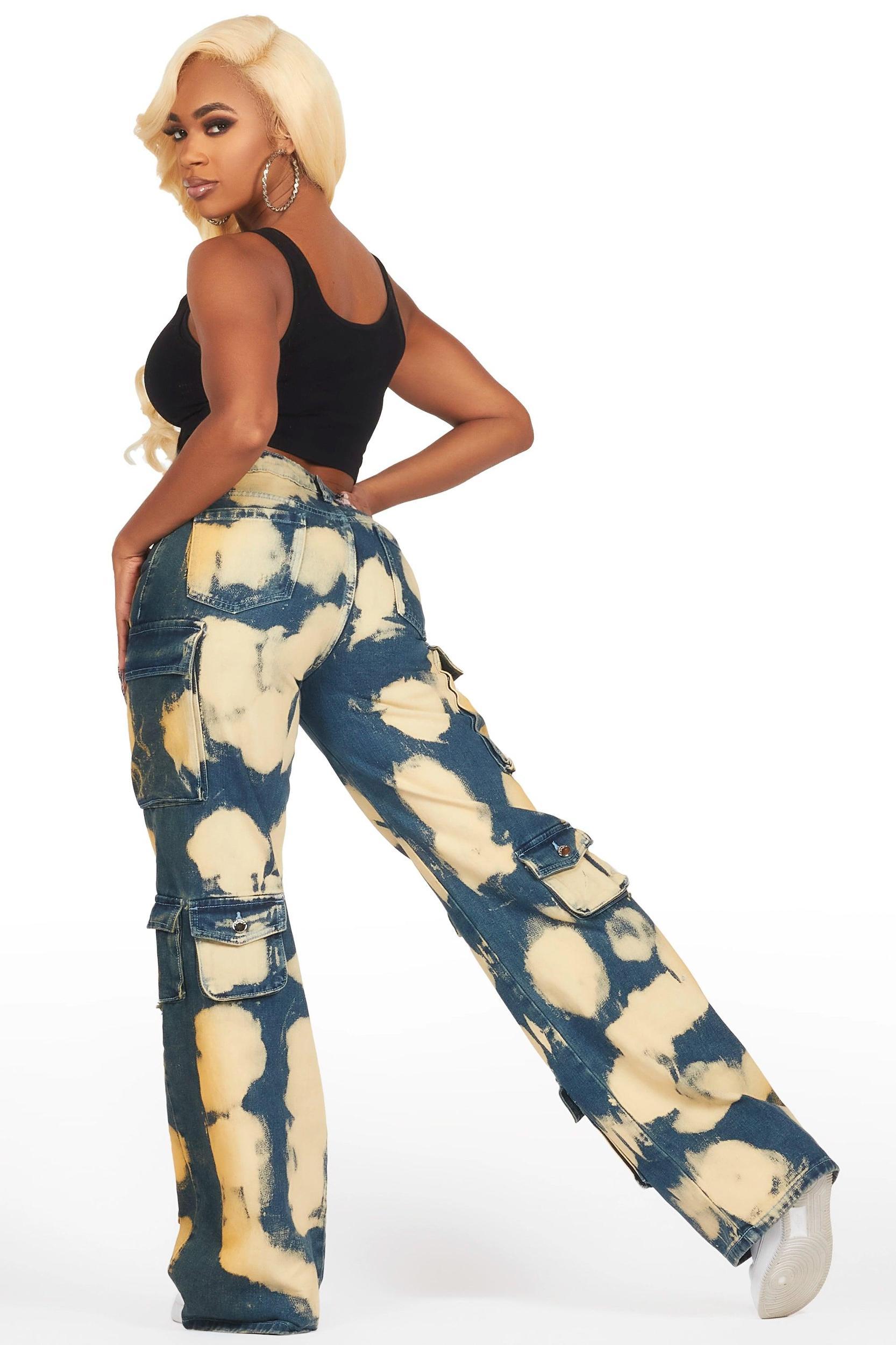 Jahmani Tinted Dirty Wash Wash Stretch Wide Leg Jean Female Product Image