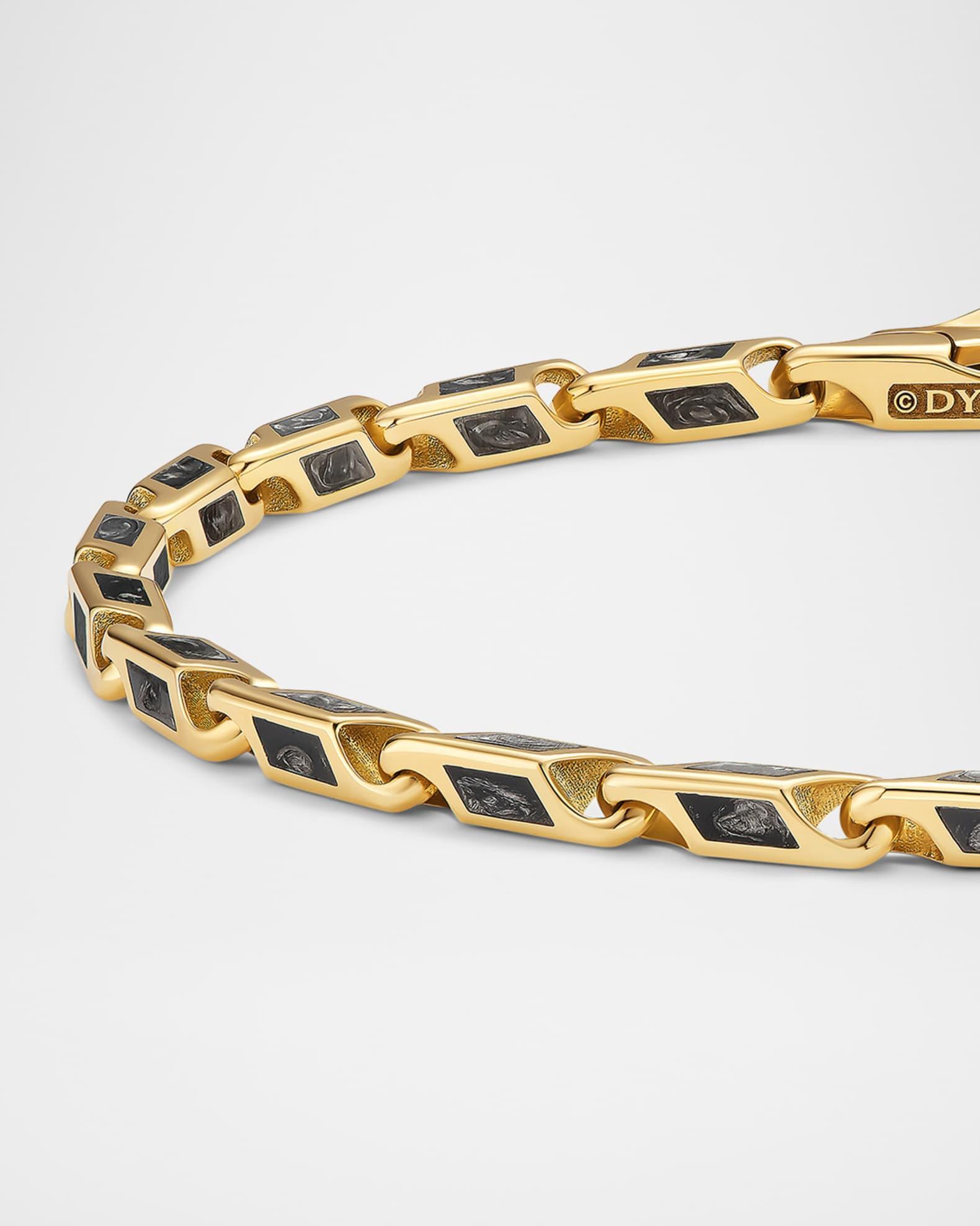 Men's Faceted Chain Bracelet in 18K Gold with Forged Carbon, 3mm Product Image