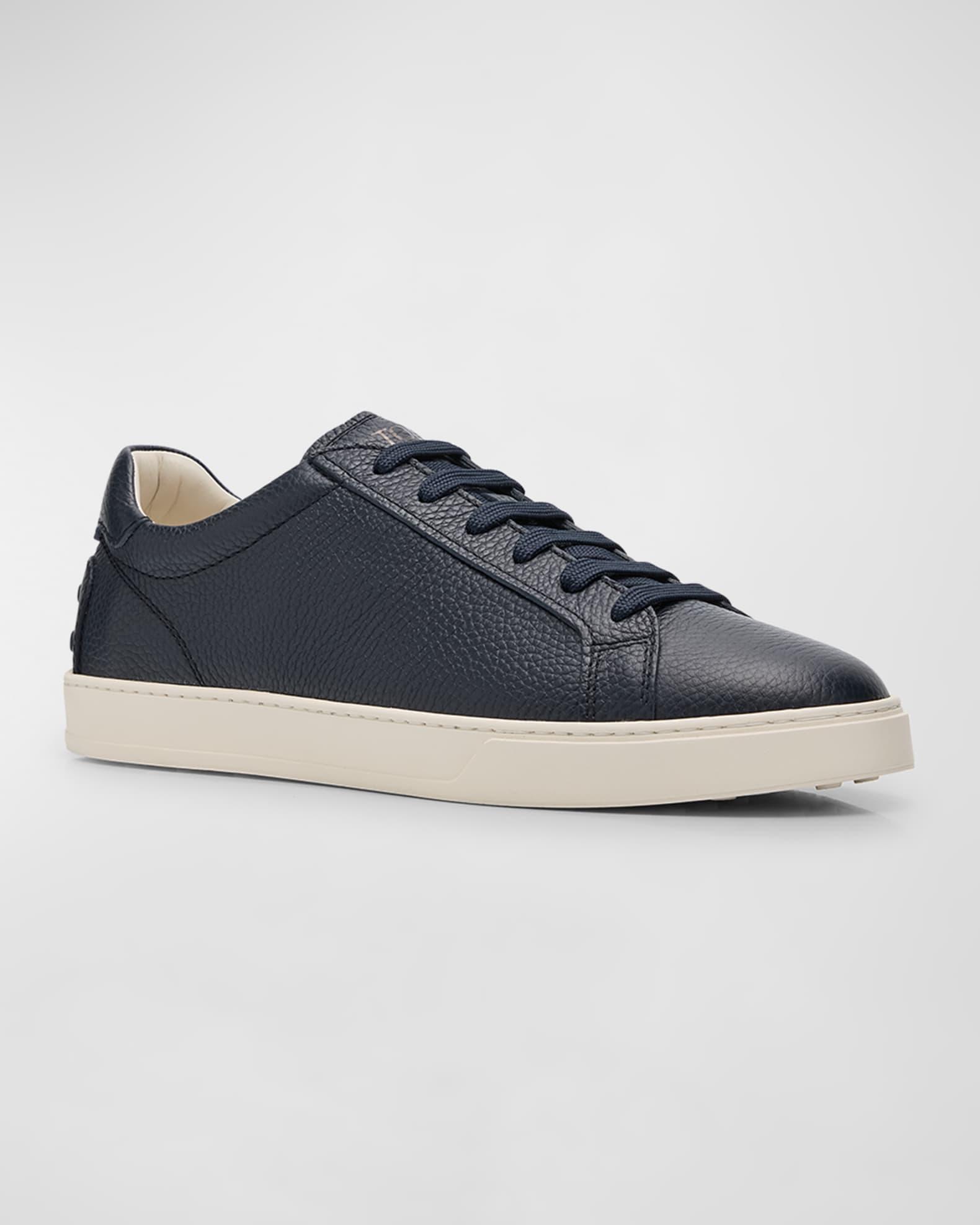 Men's Grained Leather Low-Top Sneakers Product Image