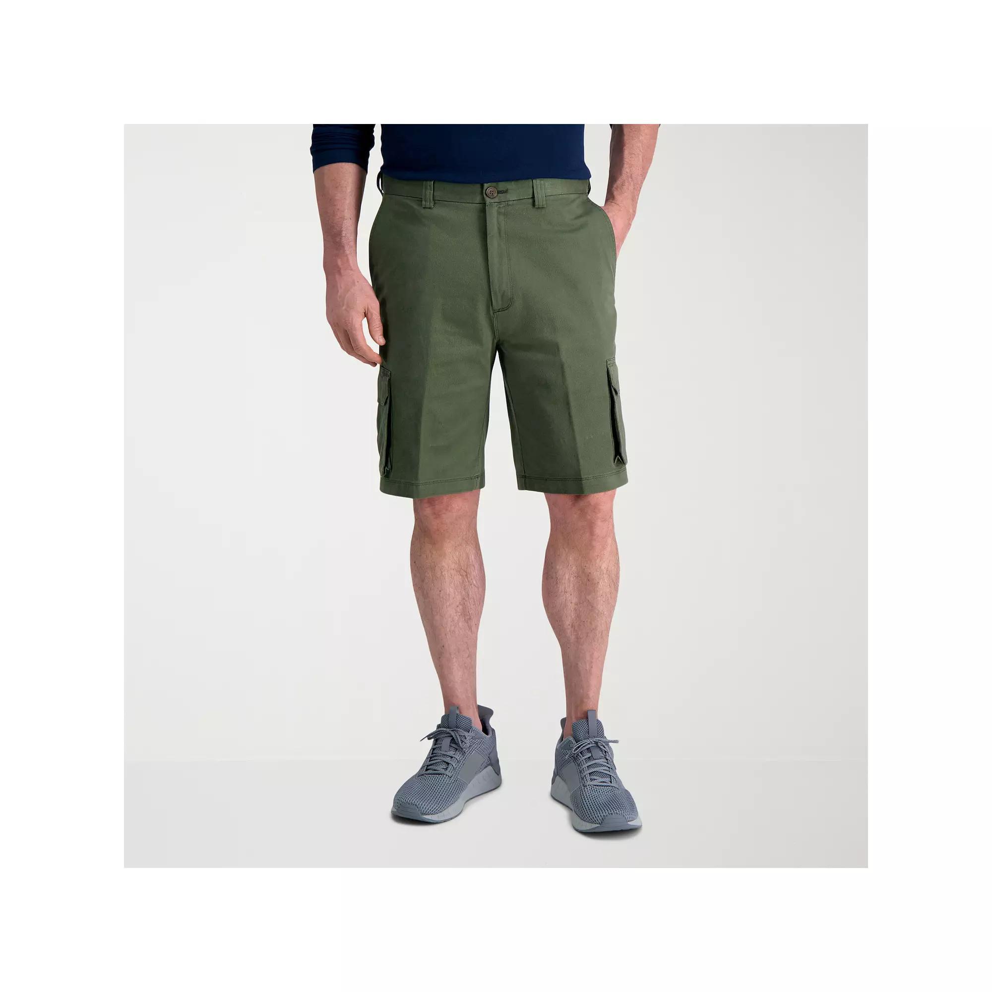 Men's Haggar® 10" Straight-Fit Stretch Cargo Flat-Front Shorts, Size: 44, Green Product Image