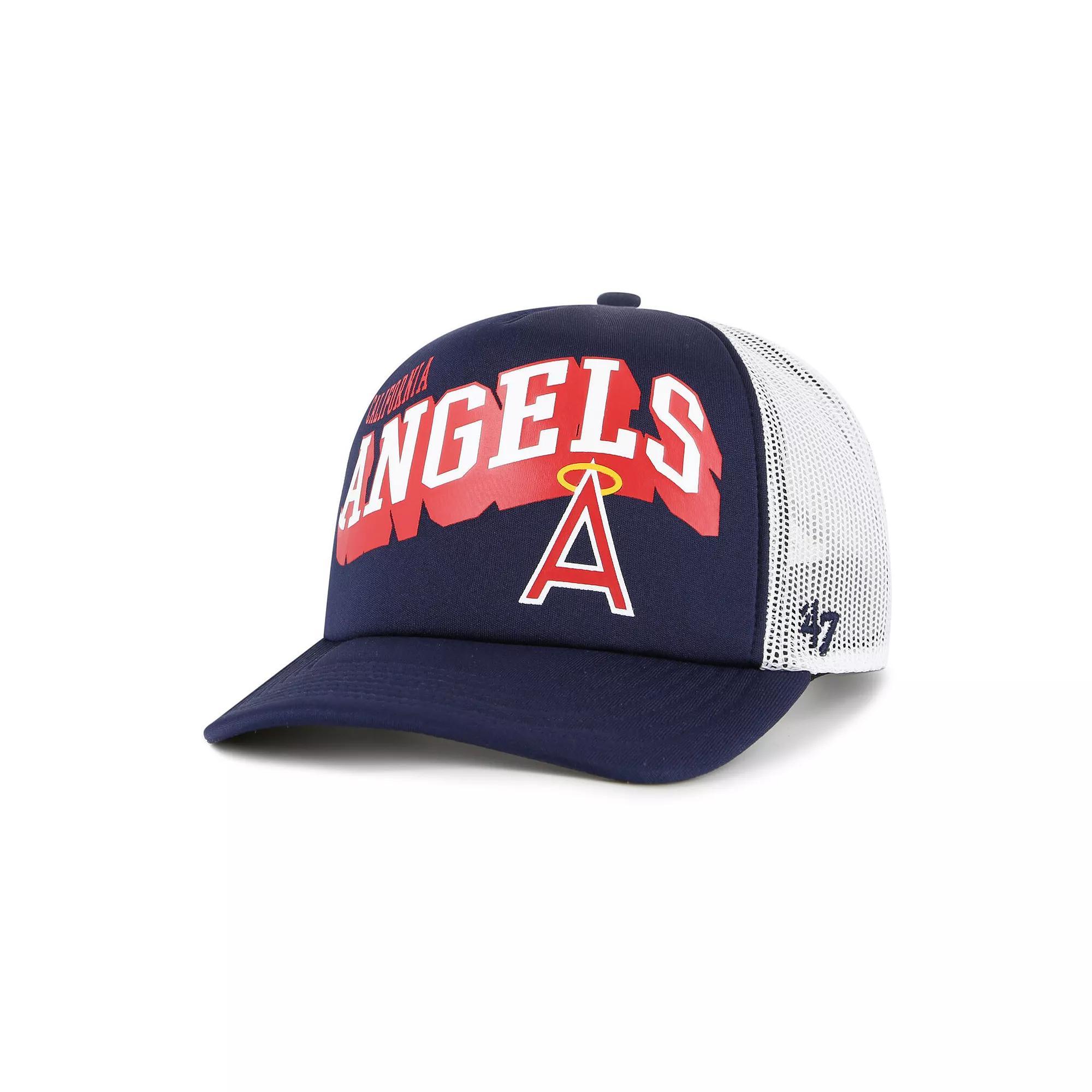 Men's '47 Navy Los Angeles Angels Meander Foam Trucker Snapback Hat, Blue Product Image