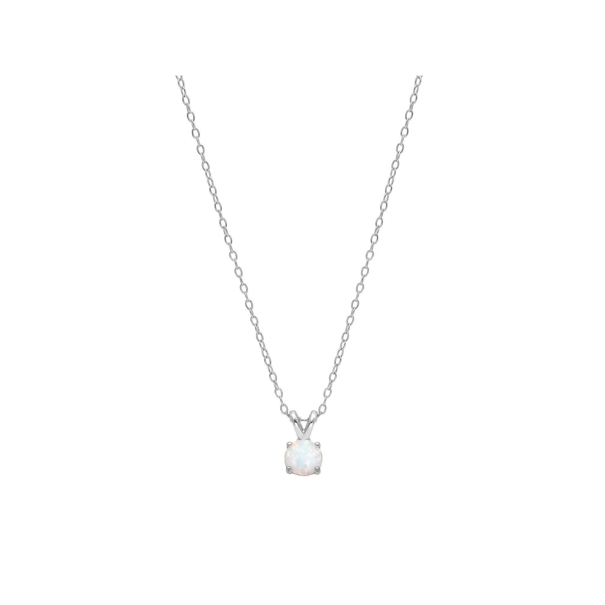 PRIMROSE Sterling Silver White Opal Solitaire Pendant Necklace, Women's, Size: 18", Silver Tone Opal Product Image