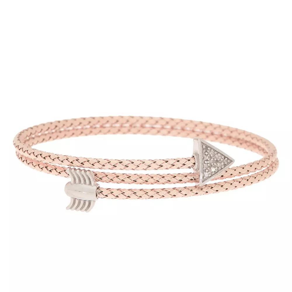 Meshmerise 1/10 Carat T.W. Diamond Arrow Wrap Bangle Bracelet, Womens Pink Tone Product Image