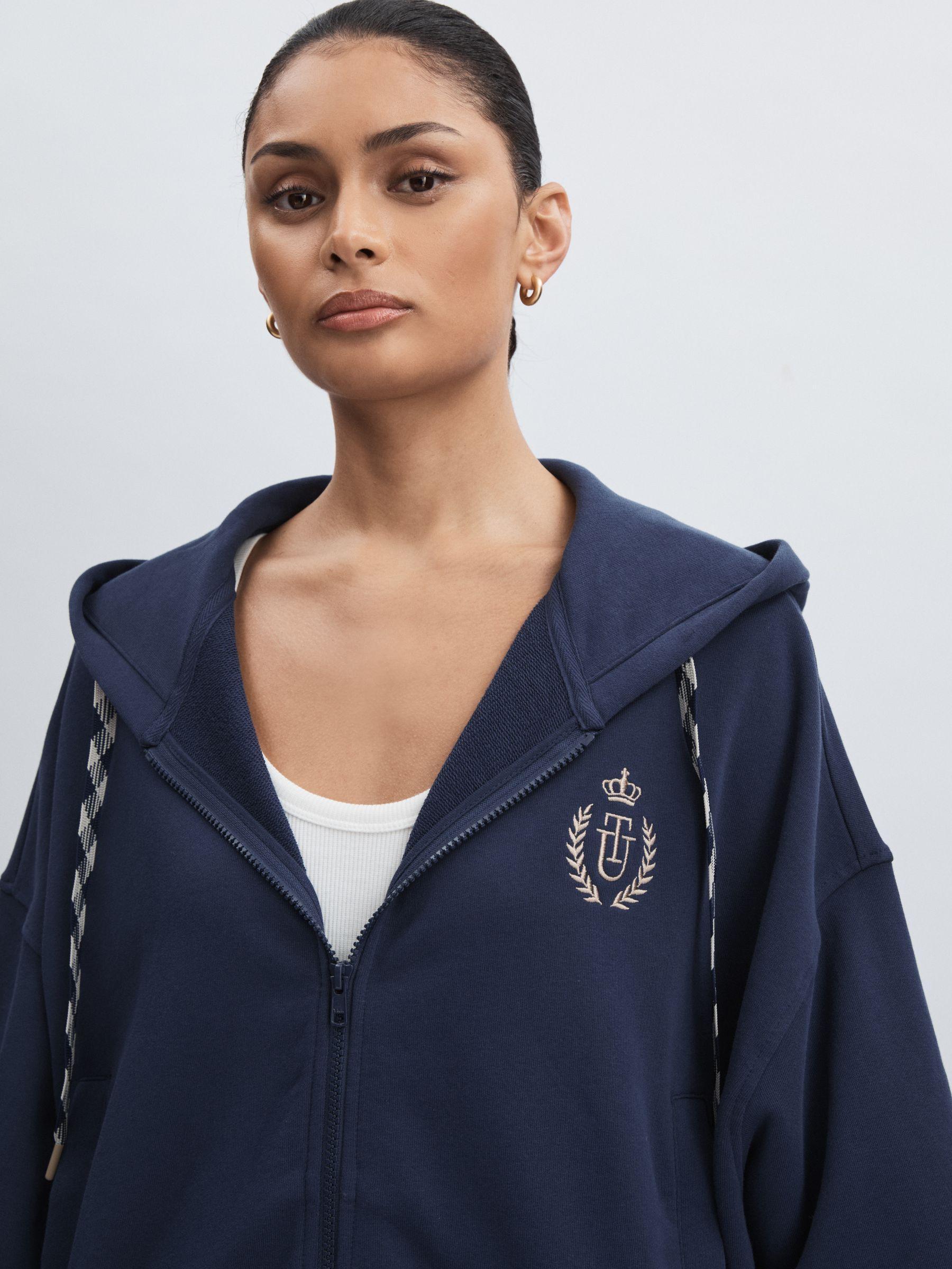 The Upside Cotton Zip-Through Hoodie in Navy Product Image