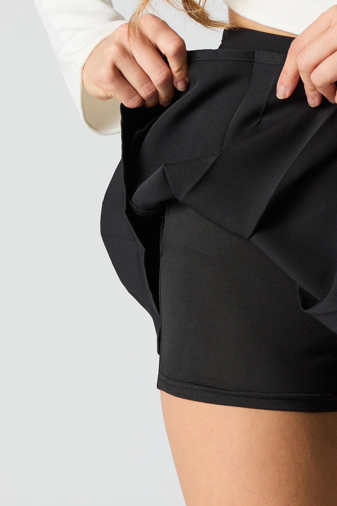 Double Buckled Pleated Mini Skort Female Product Image