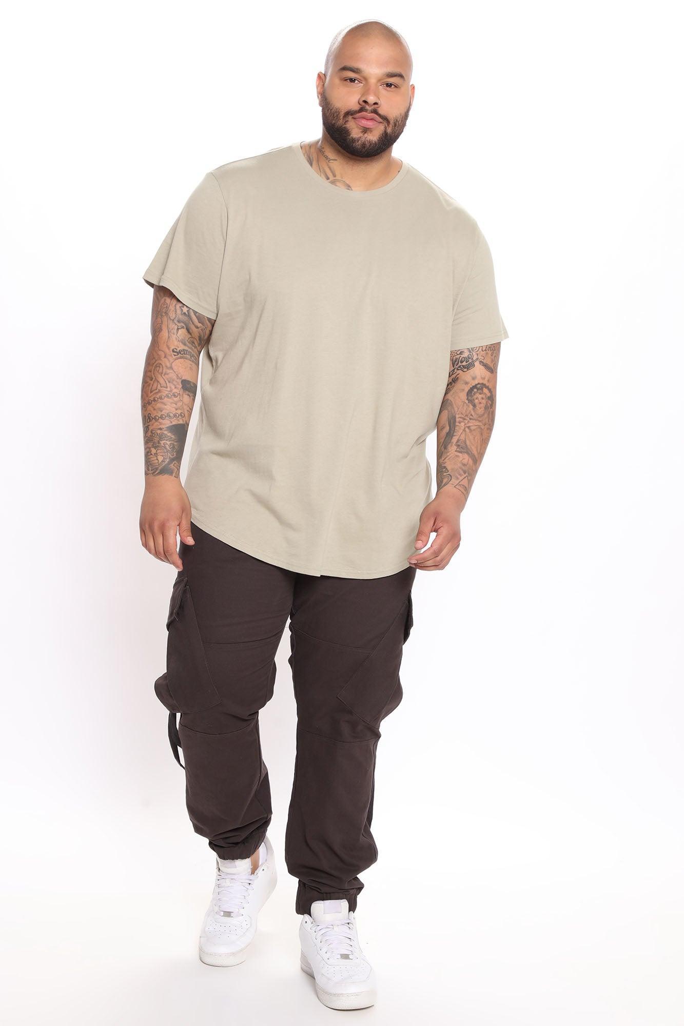 Essential Short Sleeve Scallop Crew Tee - Tan Product Image