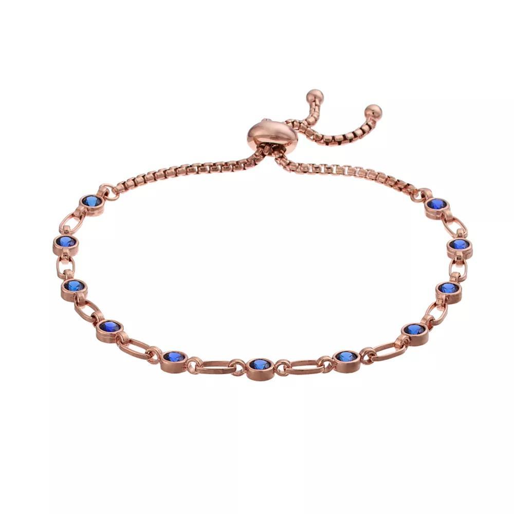 Kristen Kesho Sterling Silver Lab-Created Sapphire Tennis Adjustable Bolo Bracelet, Women's, Size: 9.50, Pink Tone Product Image