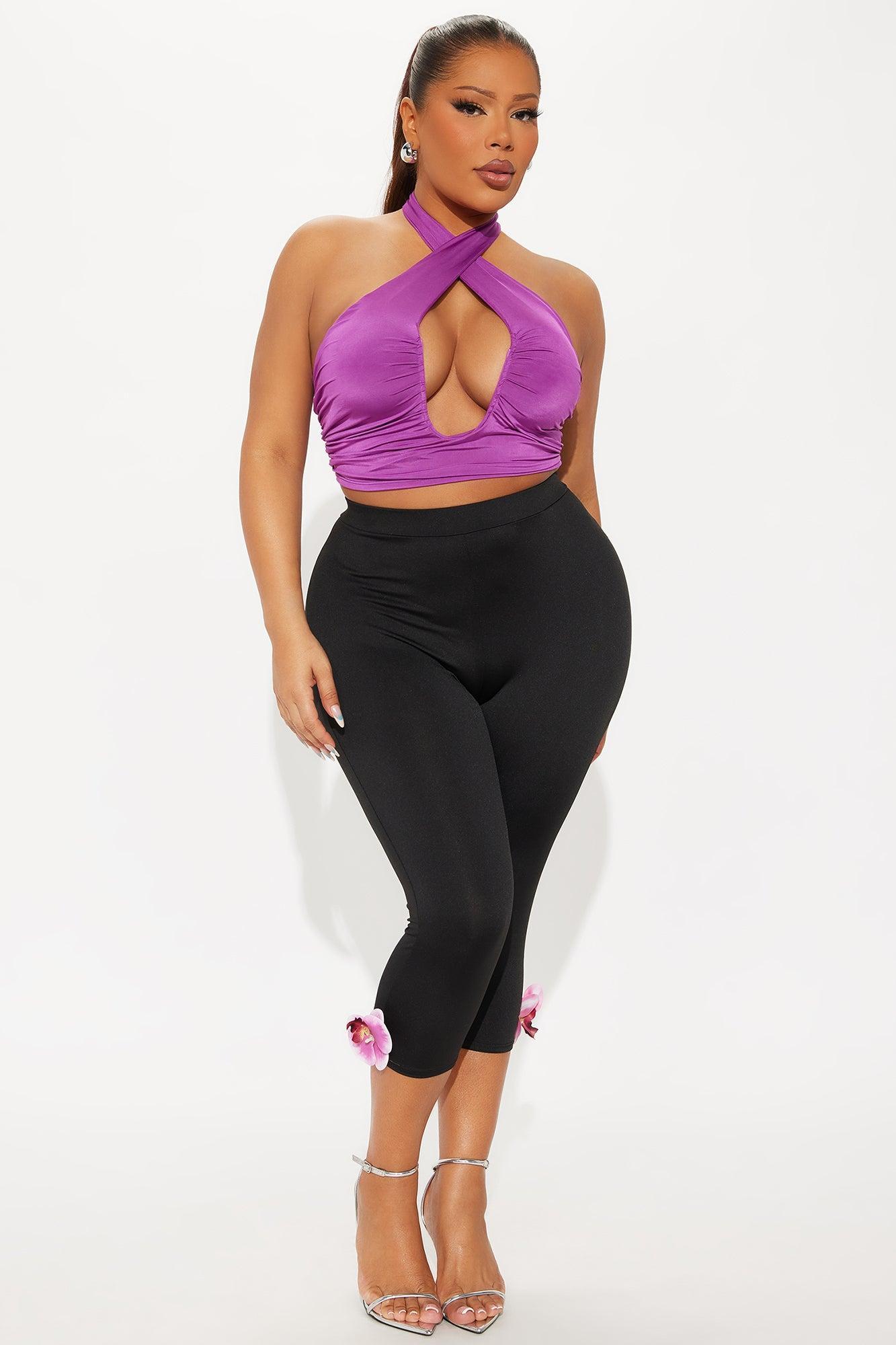 Leilani Hibiscus Capri Legging - Black Product Image