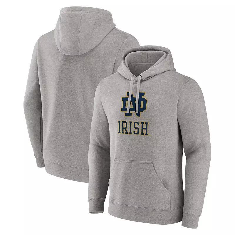 Men's Fanatics Heather Gray Notre Dame Fighting Irish Primary Logo Pullover Hoodie, Size: Large, Grey Product Image