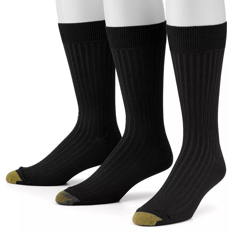Men's GOLDTOE® 3-pack Canterbury Crew Socks, Size: 6-12, Black Product Image