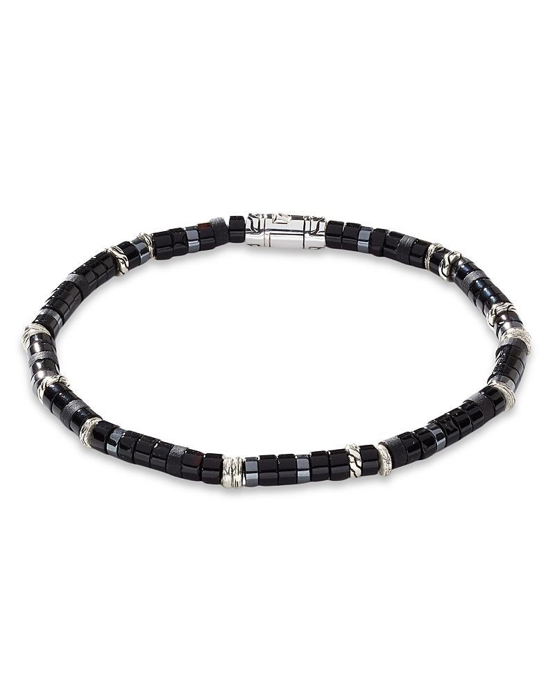 John Hardy Mens Sterling Silver Classic Chain Onyx & Hematite Bead Heishi Bracelet Product Image